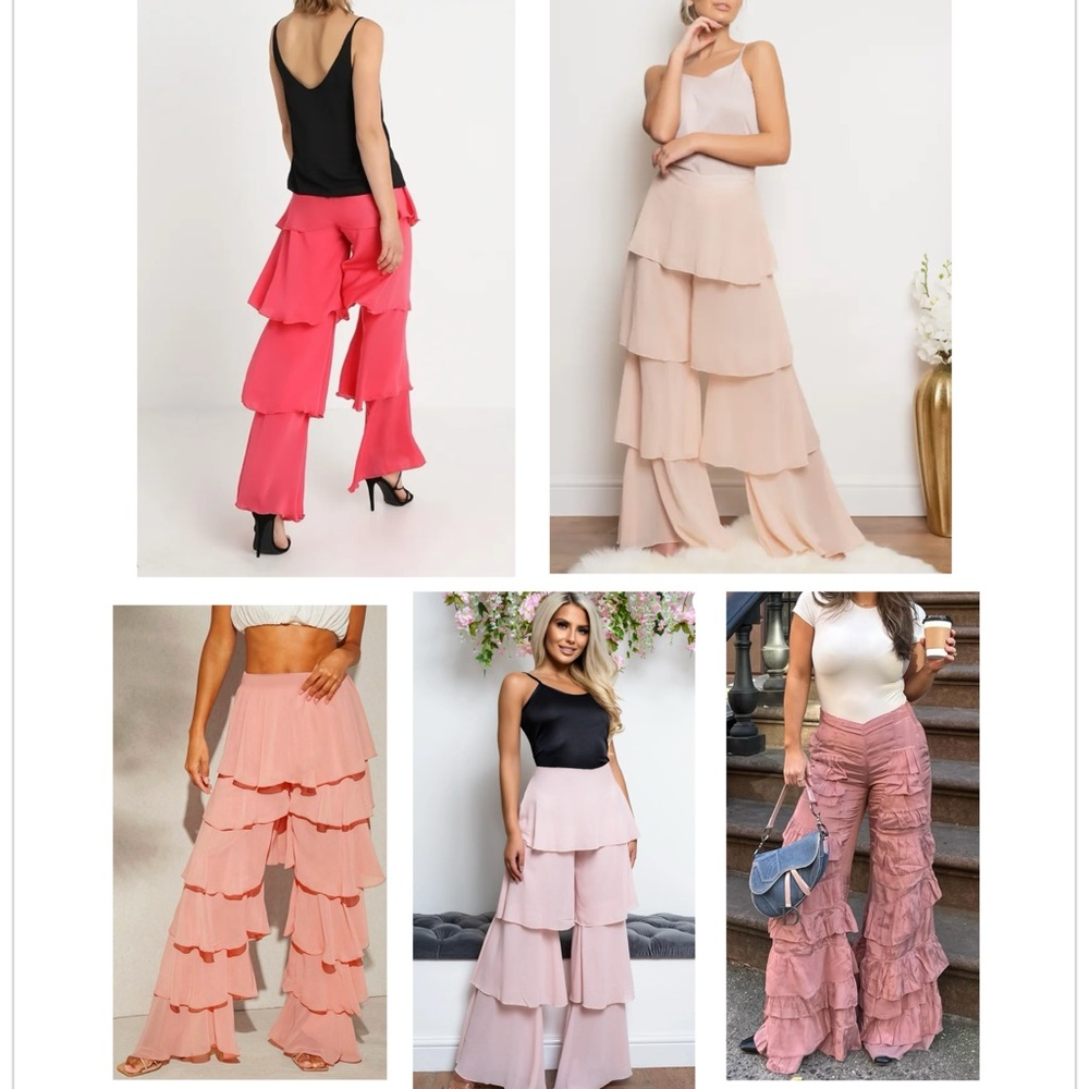 Missguided Wide Leg Ruffled Pants
